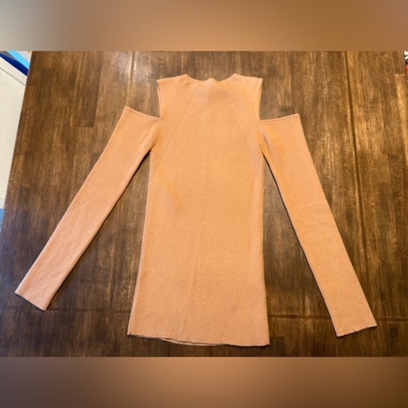 BCBGMaxAzria Cold Shoulder Sweater Womens SZ S Brown Wool Cashmere Blend Dressy - Picture 6 of 8